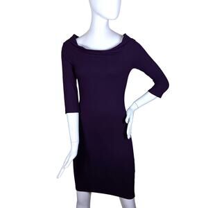 ImageNation Bodycon Dress Size Small (junior large) Purple 3/4 Sleeve Open Neck